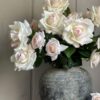 Cream & Pink 'Real Touch' Artificial Rose (Large) - Image 5