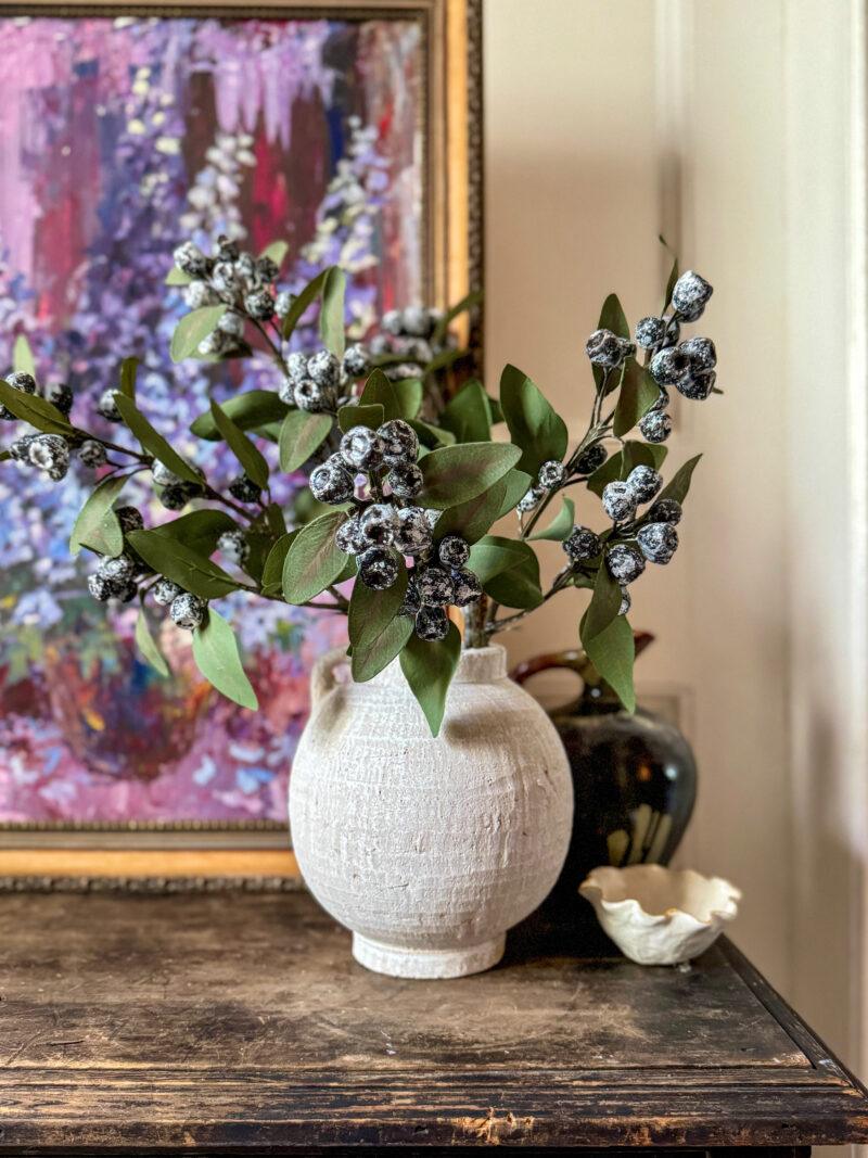 Rounded Chalk White Handle Vase - Image 3